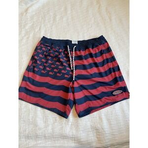 Vineyard Vines American Flag Swim Trunks Lined Men's M Patriotic Board Shorts